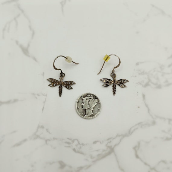 Vintage - 925 Sterling Silver - Dragonfly Earrings - image 6