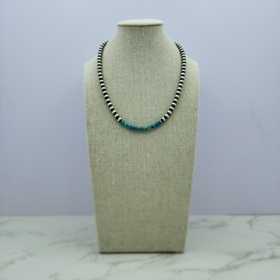 Authentic Navajo - 6mm 925 Sterling Silver and 5mm Turquoise
