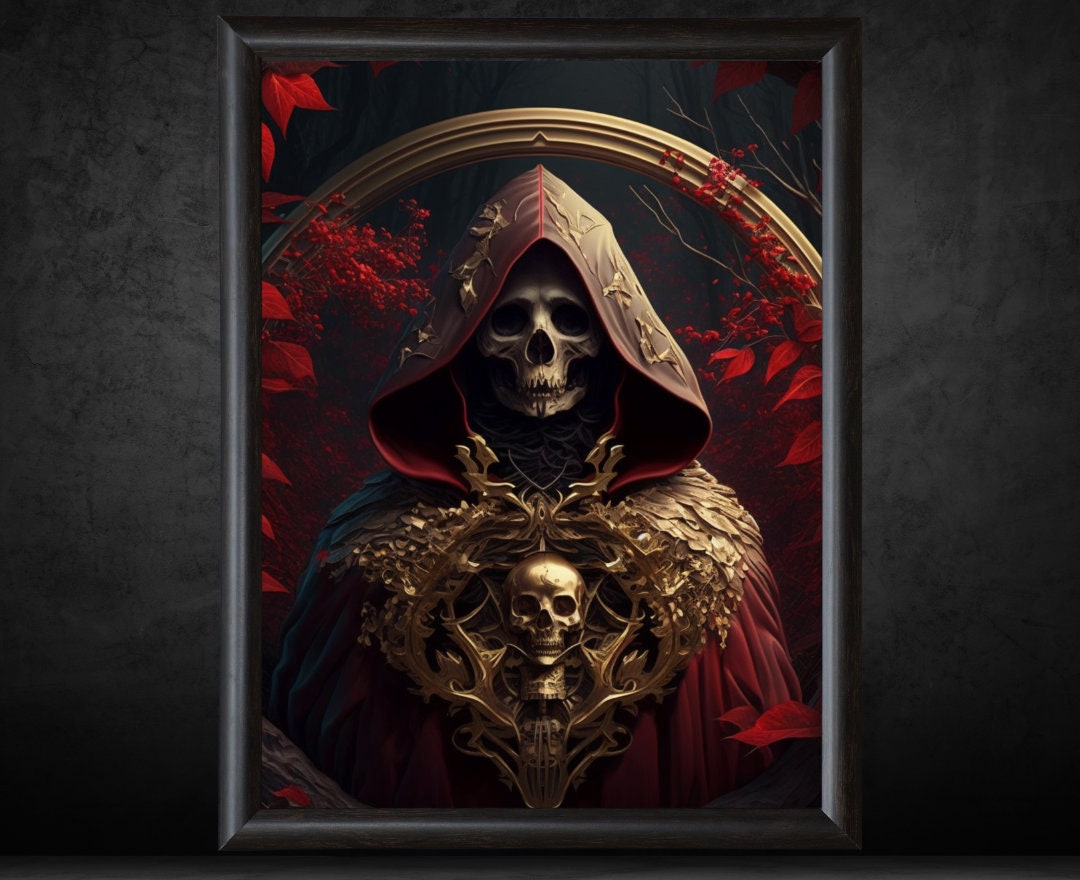 Grim Reaper Magical Art Print, Art Print, Peacock Art Print, Dark Skull