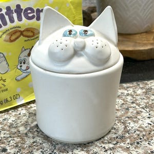 Kitty Jar / Storage jar / Cat Lover Covered Jar / Home / Gift / Ceramic Jar / Candy Jar / Trinkets / Lidded Jewelry Dish / Kitty Treats Jar