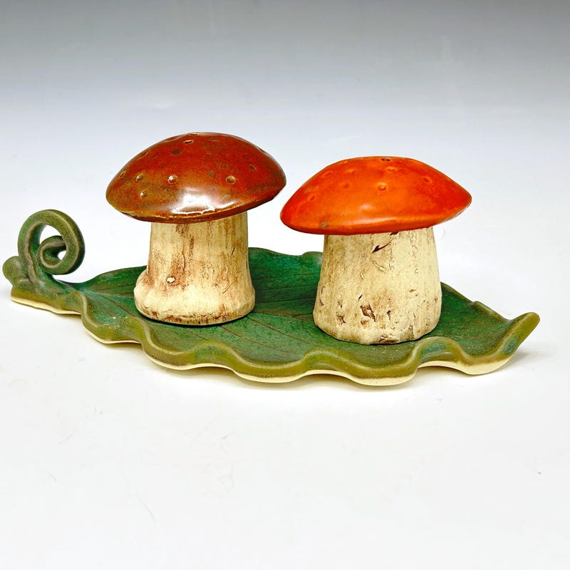 Wood Mushroom Salt + Pepper Shakers main image 0