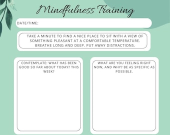 Mindfulness and Meditation Mental Health Digital Worksheet