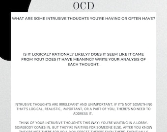 OCD or OCPD Mental Health Digital Worksheet