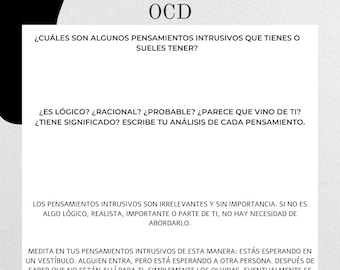 Spanish OCD / OCPD Obsessive Compulsive, Intrusive Thoughts Worksheet