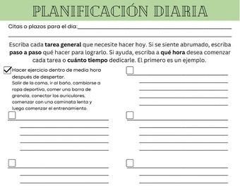 ADHD or ADD Daily Planner Worksheet Digital Spanish