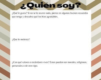 Who Am I? Identity Spanish Mental Health Therapy Worksheet