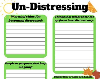 Distress and Anger Mental Health Worksheet