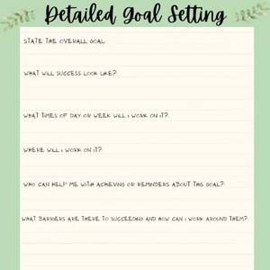 Detailed Goal Setting digital worksheet