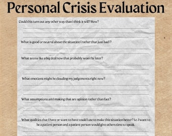 Personal Crisis Mental Health Digital Worksheet