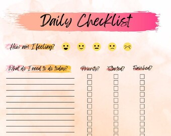 Daily Checklist, To Do List, Daily Schedule