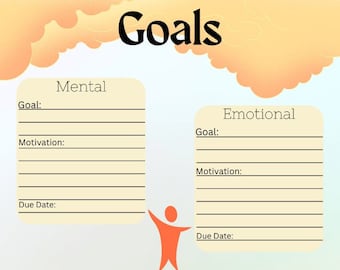 Monthly Goals Worksheet, Mental/Emotional/Physical/Spiritual
