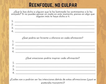 Reframing in SPANISH Conflict and Problem Solving digital Worksheet