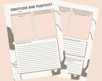 Gratitude and Positivity Mental Health Digital Worksheet