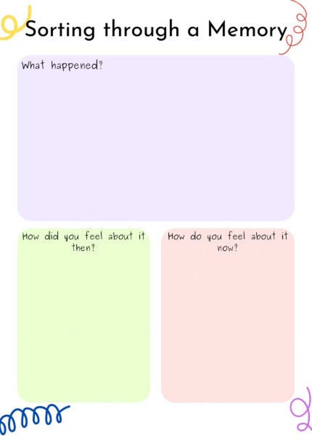 Sorting Through a Memory Therapy Mental Health Worksheet - Etsy
