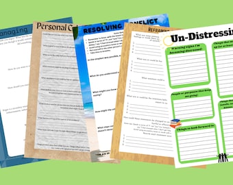Paquete de hojas de trabajo de salud mental para trastornos limítrofes, bipolares, antisociales, etc.