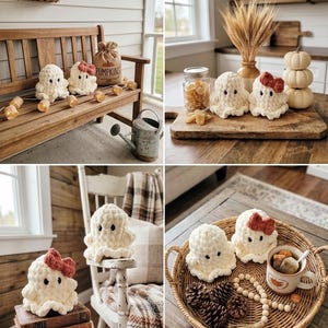 Crochet Ghost Plushy | Halloween Decor image 3