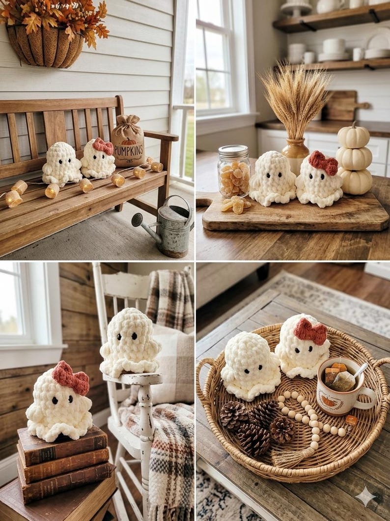Crochet Ghost Plushy | Halloween Decor image 3