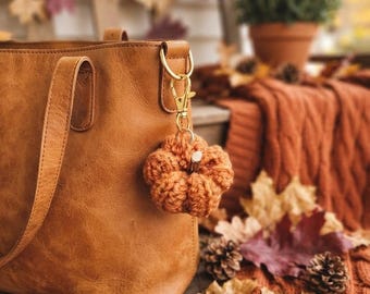 Handmade Crochet Pumpkin Keychain | Fall Bag Charm | Autumn Decor Accessory