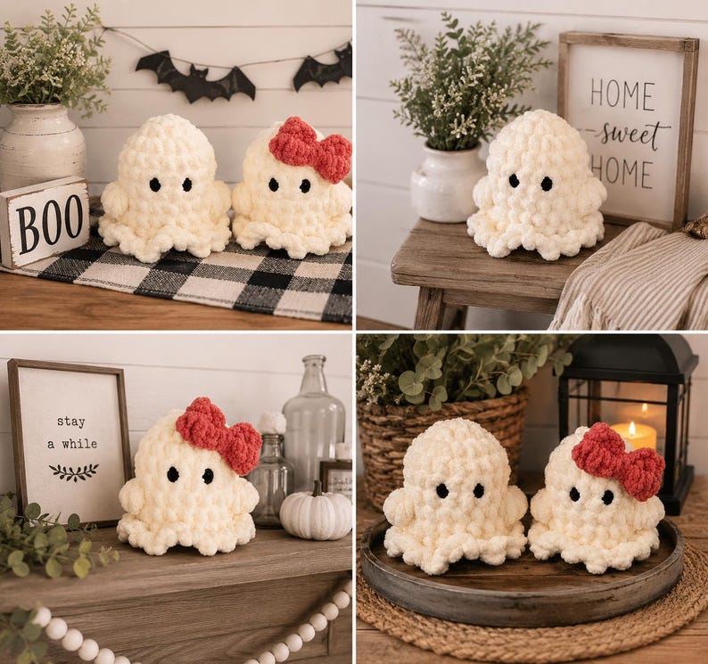 Crochet Ghost Plushy | Halloween Decor image 6