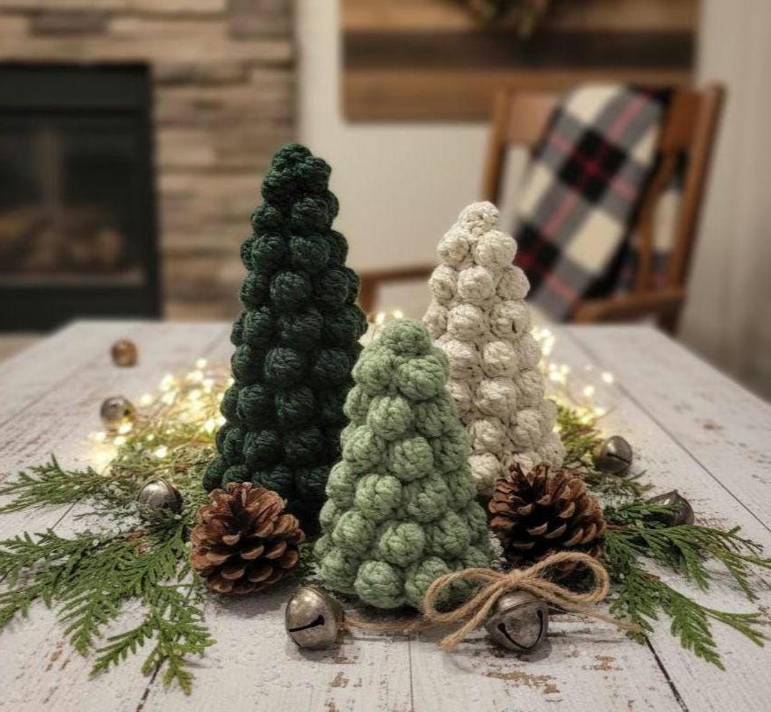 Handmade Crochet Christmas Tree Set – Holiday Home Decor - Etsy