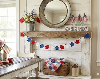 Crochet Patriotic Star Garland
