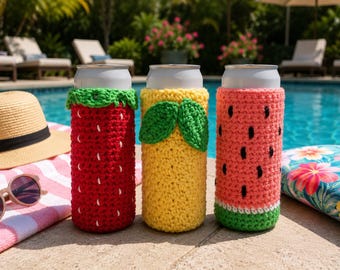 Crochet Summer Fruit Can Coozie