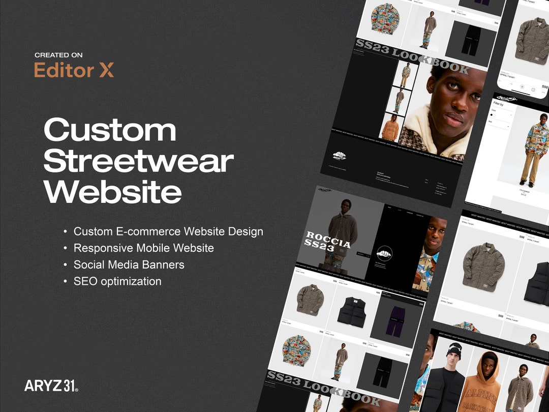 Custom Streetwear site Design Wix Editor X Custom Streetwear