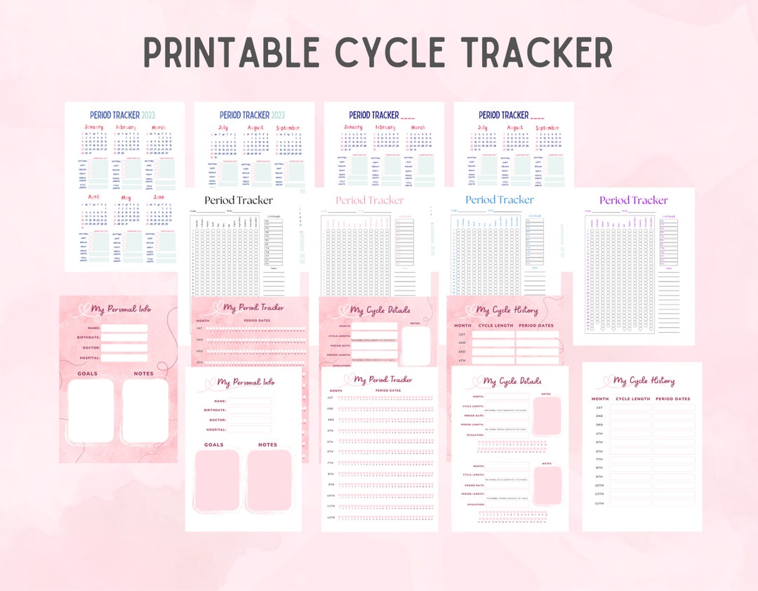 Period Tracker Template Bundle Printable Cycle Tracker Etsy