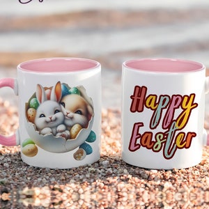 Custom Easter Spring Coffee Mug, Easter Decor, Easter Mug, Spring Mug, Housewarming Gift, Easter Gift, Bunny and easter egg, Gift for her