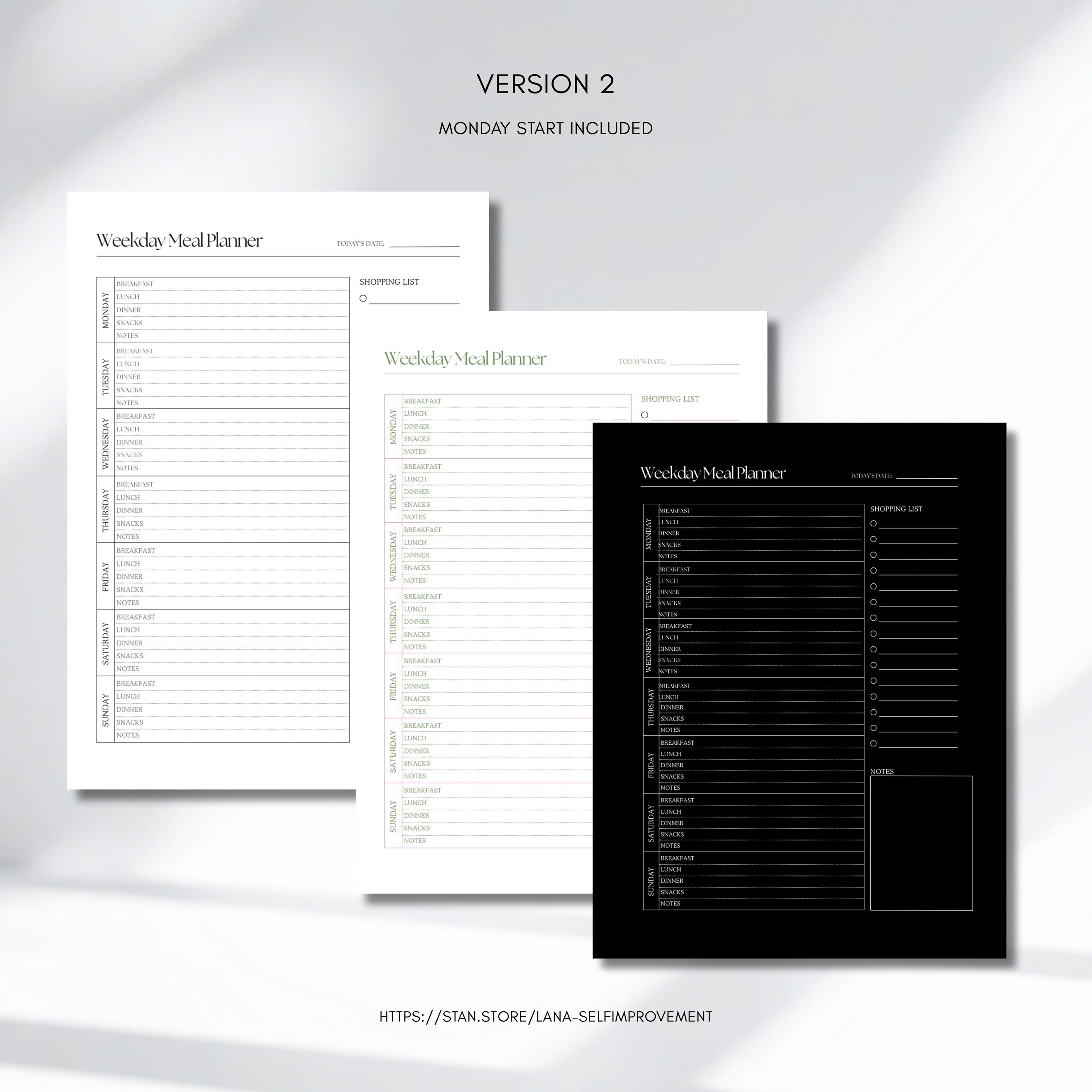 Weekly Meal Planner | Grocery List Printable | Canva Editable (digital ...