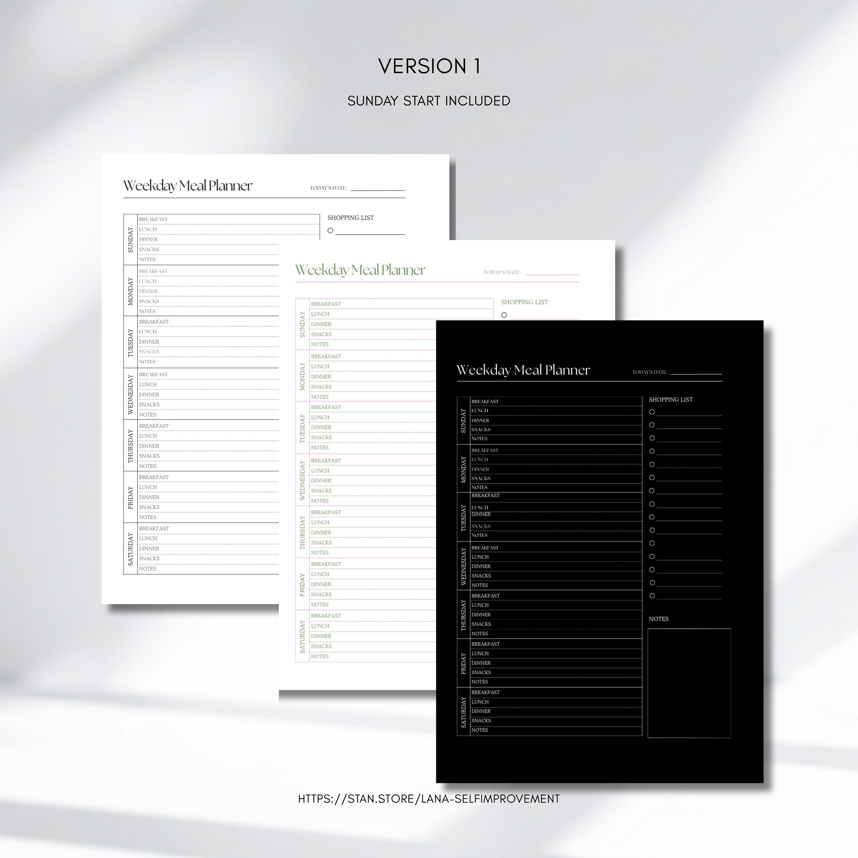Weekly Meal Planner | Grocery List Printable | Canva Editable (digital ...