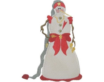 Christmas Applique Snowmiss - Machine Embroidery Design, Female Snowman Embroidery Pattern, Stitch & Trim Applique, Includes Instruction