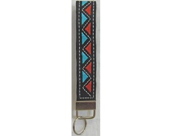 ITH Wristlet Key Fob - Machine Embroidery Design, In The Hoop Boho Chic Fabric Wristlets or Key Fobs Embroidery, Includes Instructions