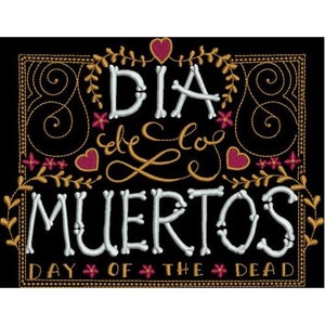 Dia De Los Muertos - Diseño de bordado a máquina, Colgante de pared Dia De Los Muertos, Diseño de bordado del Día de los Muertos, Incluye instrucciones