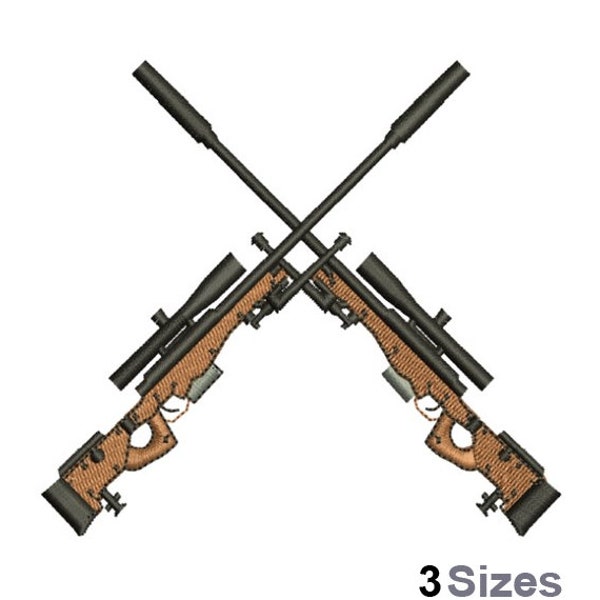 Crossed Rifles - Machine Embroidery Design - 3 Sizes, Crossed Firearms Embroidery Design, Weapons Embroidery Pattern