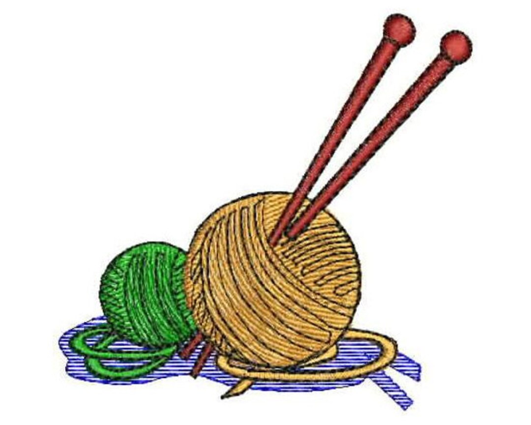 Yarn and Needles Machine Embroidery Design, Knitting Needles Embroidery