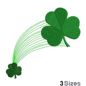 May include: Green shamrock leaves with a green, curved line design. The shamrocks are in different sizes. The text "3 Sizes" is at the bottom of the image.