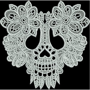 FSL Floral Sugar Skull - Machine Embroidery Design, Freestanding Lace Calavera Skull Embroidery, Dia De Los Muertos, Includes Instructions