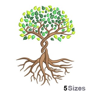 Tree With Roots - Machine Embroidery Design - 5 Sizes, Tree and Leaves ...