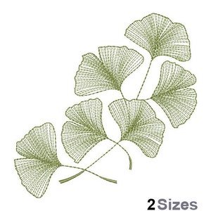 Ginkgo Blätter - Maschinenstickerei, Ginkgo Biloba Blatt Stickdatei, Gingko Blätter Stickdatei