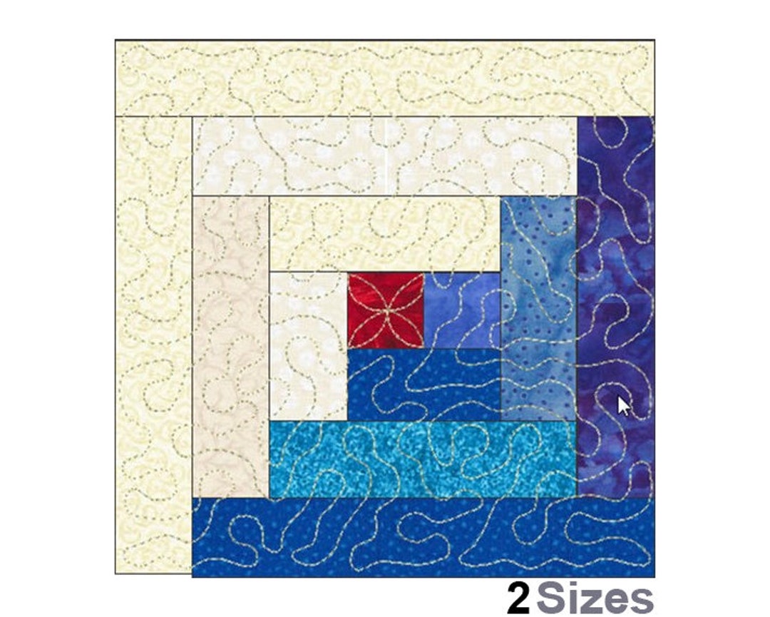 ITH Log Cabin Quilt Block machine Embroidery Project Design, in the