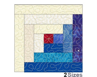 ITH Log Cabin Quilt Block -Machine Embroidery Project Design, In The Hoop Stash Buster Table Topper, ITH Pillow Cover, Includes Instructions