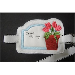 Stabilizer Label F - Machine Embroidery Project Design - Tulip Pot Embroidery Stabilizer Label, Personalized Gift - Includes Instructions