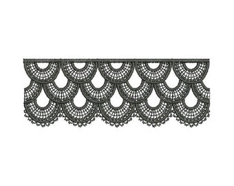 Embroidered Scallop Lace (Not Fsl) - Machine Embroidery Design, Lace Embroidery Pattern, Lace Border Embroidery Design
