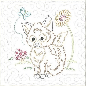 ITH Little Fox Quilt Block - Machine Embroidery Design, In The Hoop Little Fox Baby Quilt Embroidery Pattern, Includes Instructions