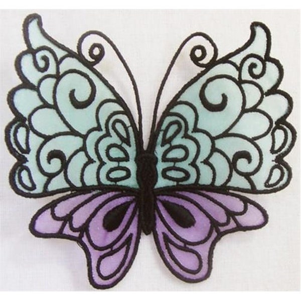 Organza Clip With Embroidered Butterfly