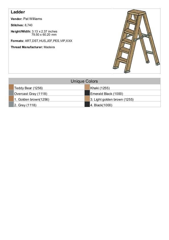 Ladder - Machine Embroidery Design, Wooden Step Ladder Embroidery ...