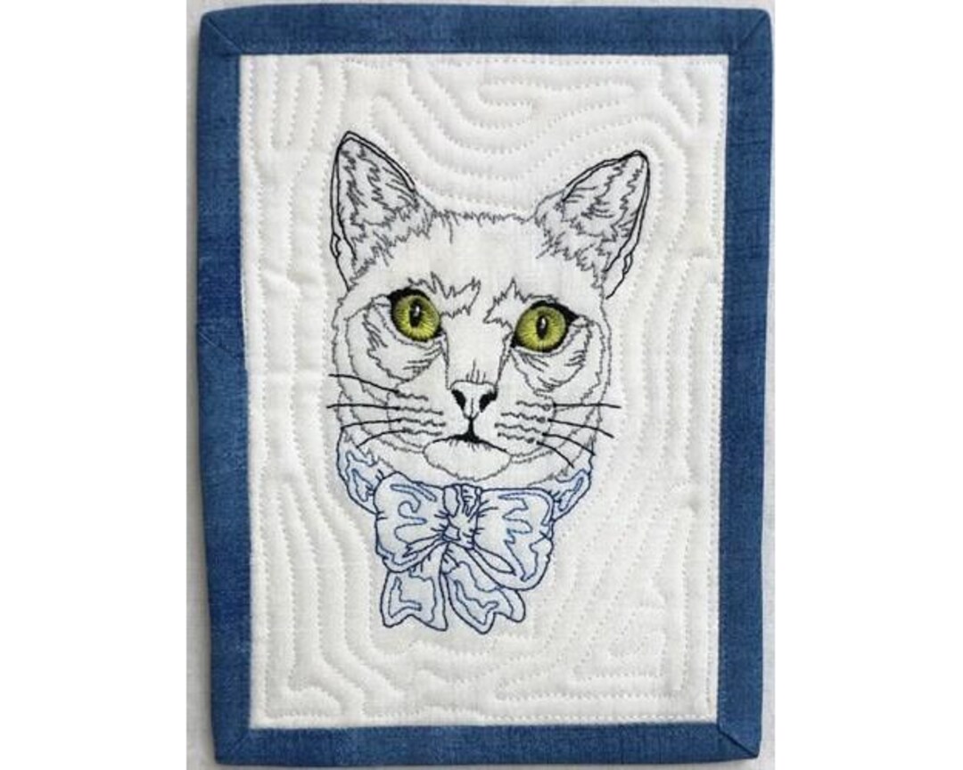 ITH Elegant Cat Mug Rug - Machine Embroidery Design, in the Hoop ...