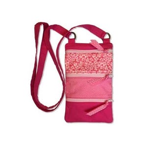 Around Town In The Hoop Bag Machine Embroidery Design, Surprise Pouch Embroidery Design, ITH Zippered Bag Design, Pink Crossbody Bag Pattern
