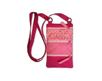 Around Town In The Hoop Bag Machine Embroidery Design, Surprise Pouch Embroidery Design, ITH Zippered Bag Design, Pink Crossbody Bag Pattern